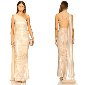 NEW NWT Retrofete Shannon One Shoulder Maxi Dress In Latte